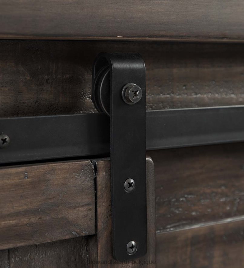 60H0821993 Plow & Hearth Armoire de rangement en bois à porte de grange Cape Charles avec finition bois de grange - bois de grange meubles