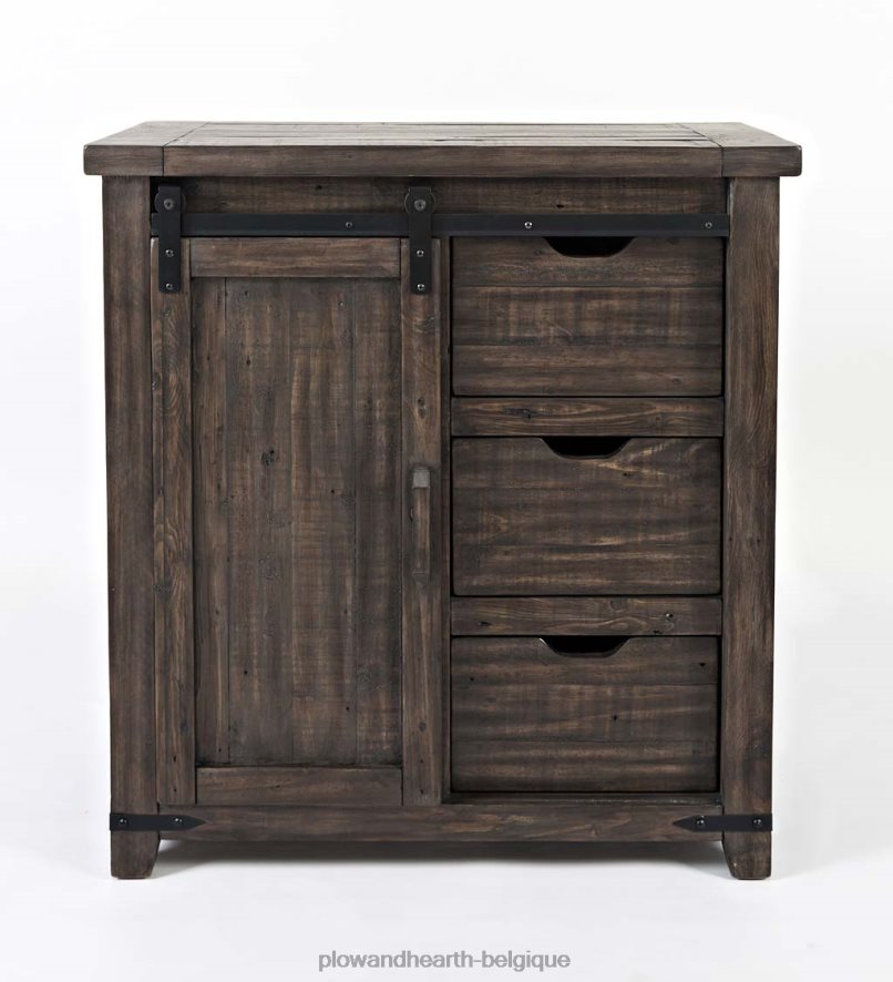 60H0821993 Plow & Hearth Armoire de rangement en bois à porte de grange Cape Charles avec finition bois de grange - bois de grange meubles