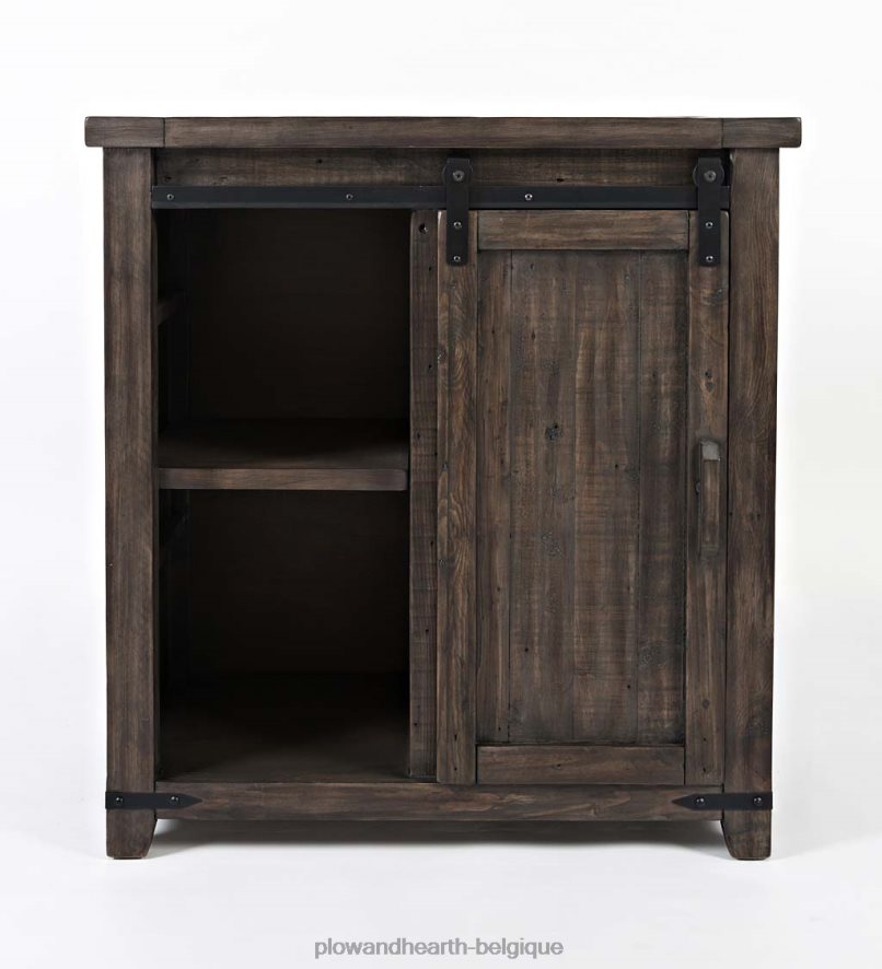 60H0821993 Plow & Hearth Armoire de rangement en bois à porte de grange Cape Charles avec finition bois de grange - bois de grange meubles