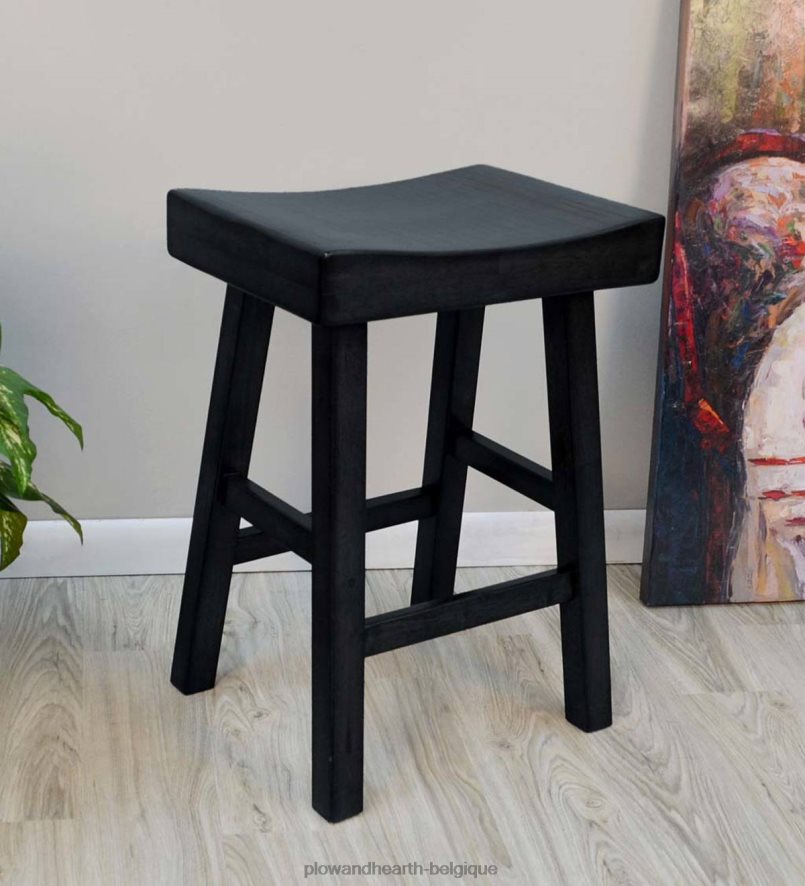 60H0822050 Plow & Hearth Tabouret de comptoir en selle de bois 25 - blanc antique meubles