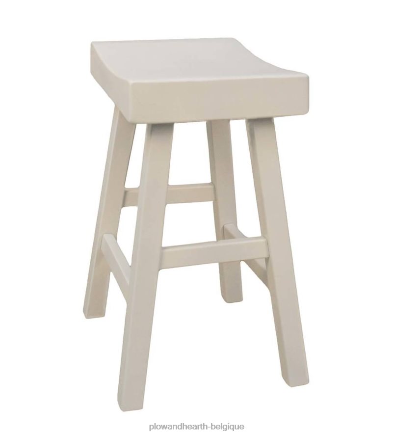 60H0822050 Plow & Hearth Tabouret de comptoir en selle de bois 25 - blanc antique meubles