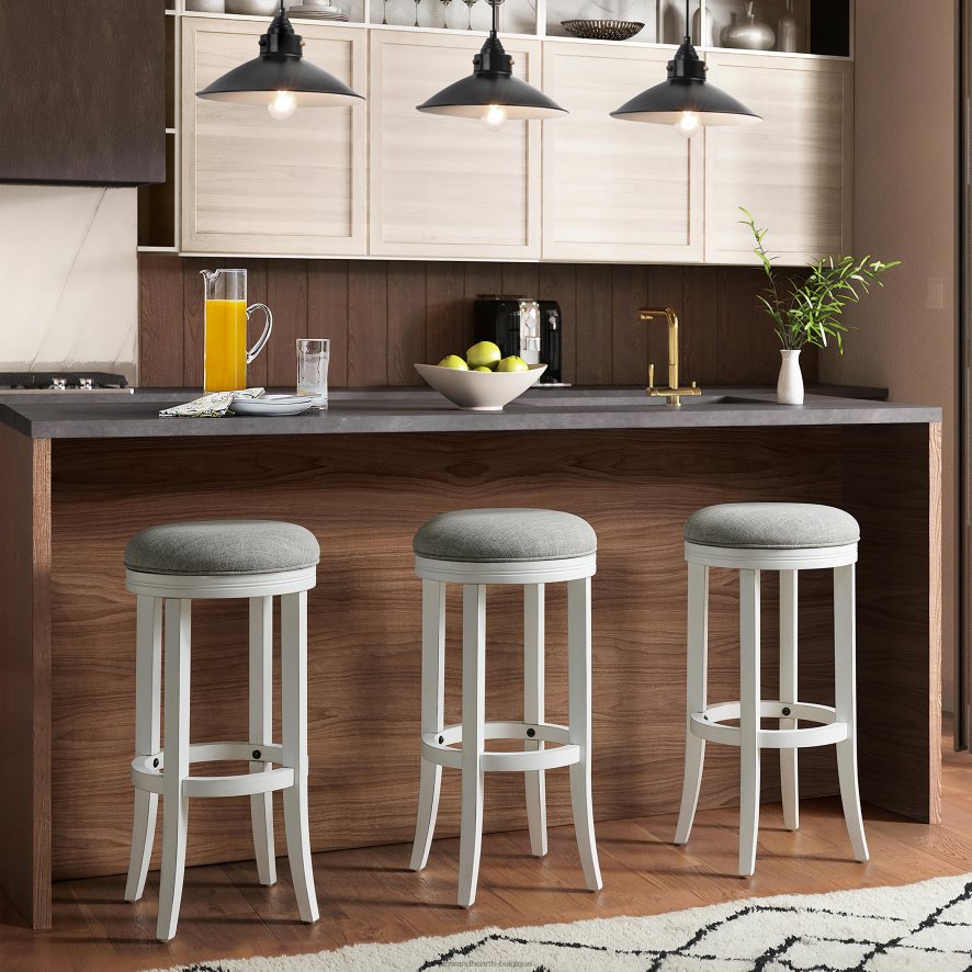 60H0822058 Plow & Hearth Tabouret de bar à siège pivotant haut callie - blanc meubles