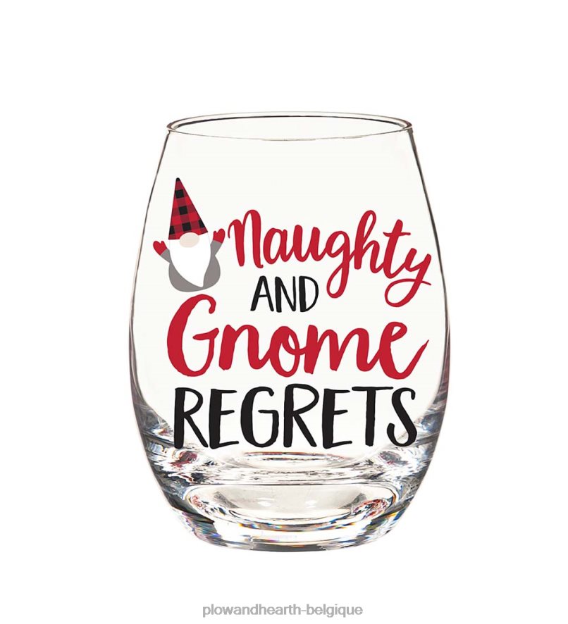 60H0822991 Plow & Hearth vilain et gnome regrette 17 oz. verre avec coffret cadeau bouchon à vin saisonniers et cadeaux