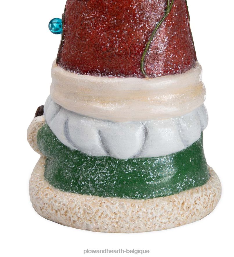 60H0822994 Plow & Hearth Statue de nain de jardin de vacances éclairée avec chapeau d'arbre de Noël saisonniers et cadeaux