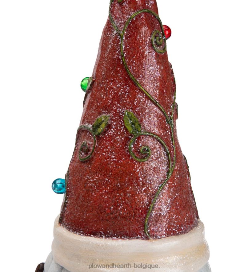 60H0822994 Plow & Hearth Statue de nain de jardin de vacances éclairée avec chapeau d'arbre de Noël saisonniers et cadeaux