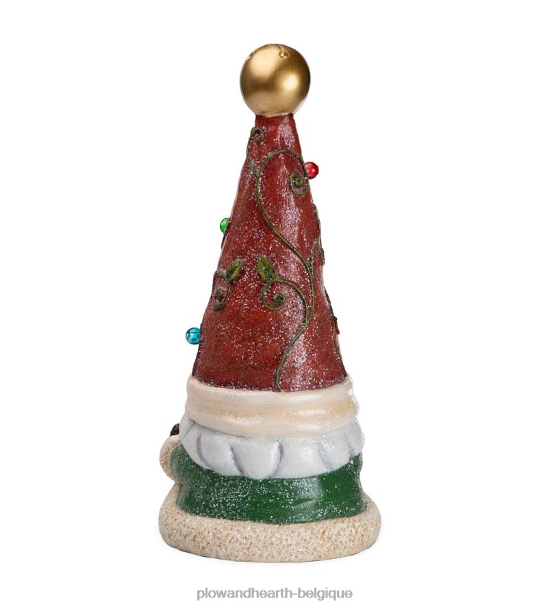 60H0822994 Plow & Hearth Statue de nain de jardin de vacances éclairée avec chapeau d'arbre de Noël saisonniers et cadeaux