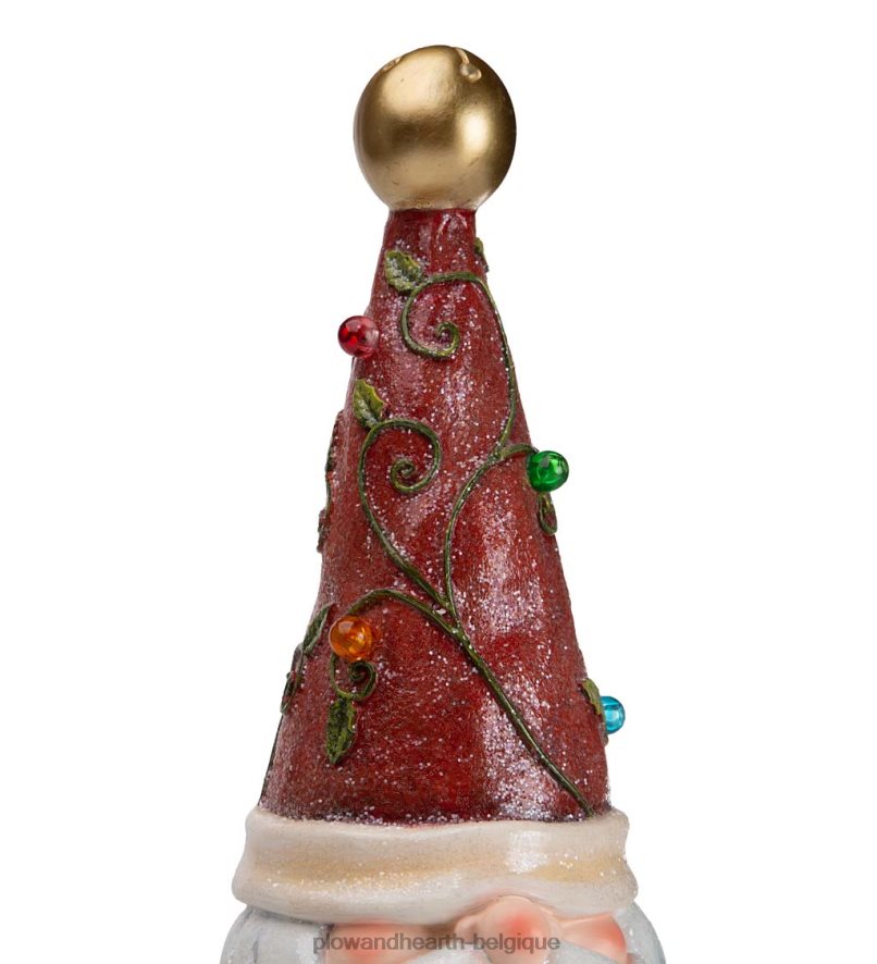 60H0822994 Plow & Hearth Statue de nain de jardin de vacances éclairée avec chapeau d'arbre de Noël saisonniers et cadeaux