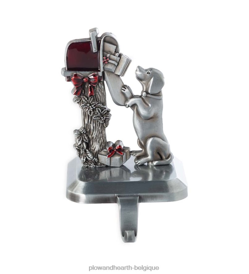 60H0822137 Plow & Hearth chien à la boîte aux lettres cintre pour bas de Noël saisonniers et cadeaux
