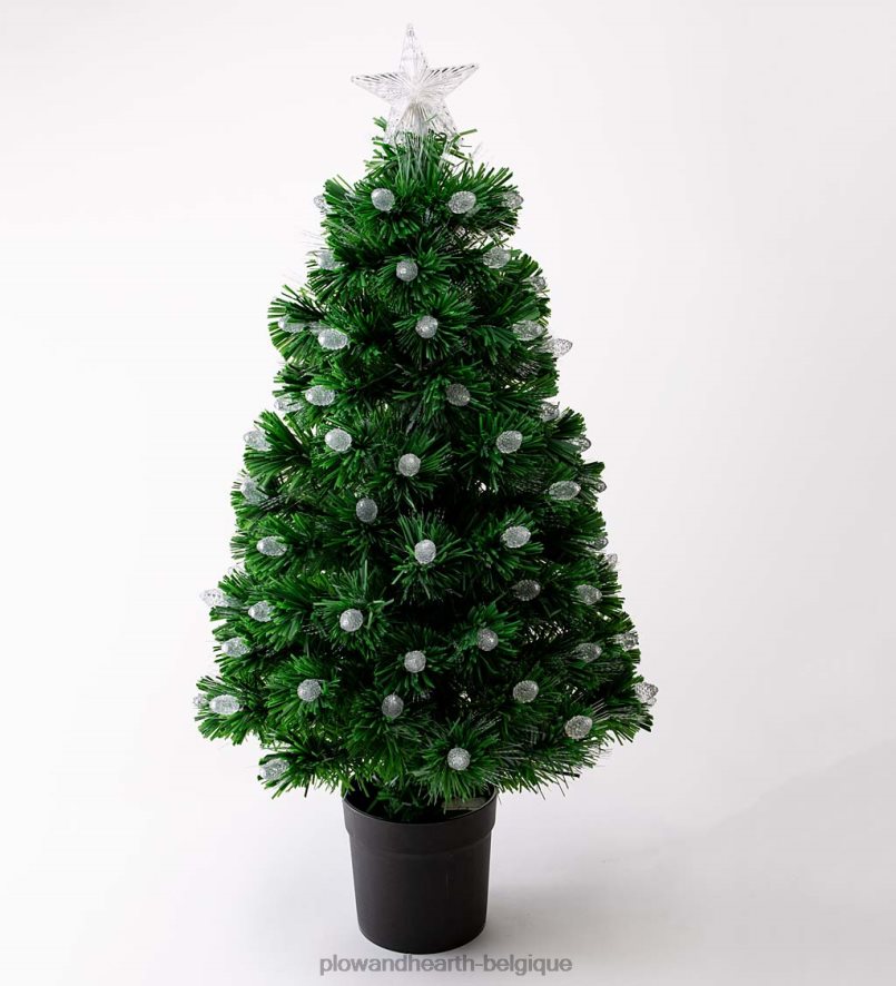 60H0822154 Plow & Hearth Sapin de Noël de table à fibres optiques à couleurs changeantes saisonniers et cadeaux