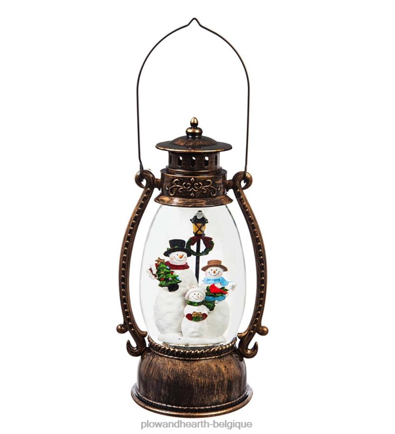 60H0822155 Plow & Hearth Lanterne LED bonhomme de neige avec décor de table à action tournante saisonniers et cadeaux
