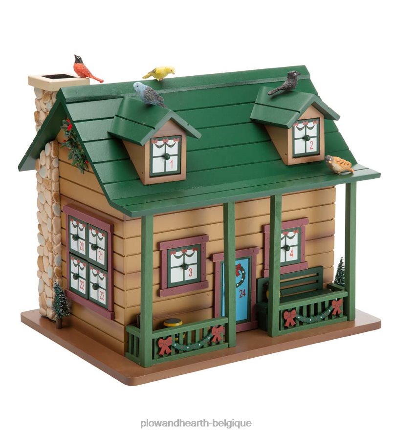 60H0822164 Plow & Hearth Cabane de l'Avent de Noël avec animaux des bois et Père Noël saisonniers et cadeaux