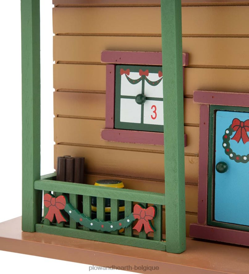 60H0822164 Plow & Hearth Cabane de l'Avent de Noël avec animaux des bois et Père Noël saisonniers et cadeaux