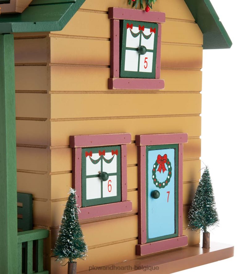 60H0822164 Plow & Hearth Cabane de l'Avent de Noël avec animaux des bois et Père Noël saisonniers et cadeaux