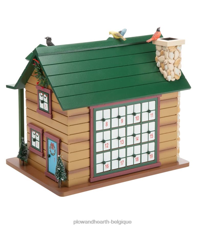 60H0822164 Plow & Hearth Cabane de l'Avent de Noël avec animaux des bois et Père Noël saisonniers et cadeaux