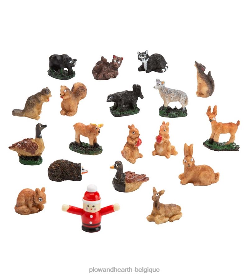 60H0822164 Plow & Hearth Cabane de l'Avent de Noël avec animaux des bois et Père Noël saisonniers et cadeaux