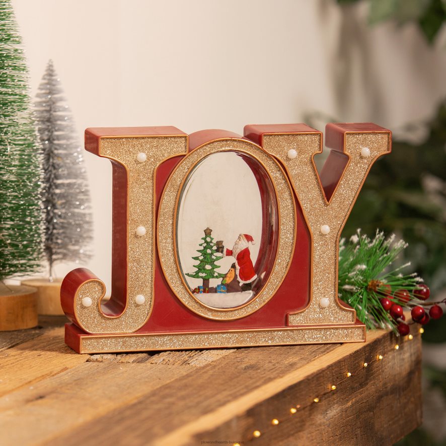 60H0822189 Plow & Hearth Lanterne globe d'eau Joy éclairée saisonniers et cadeaux