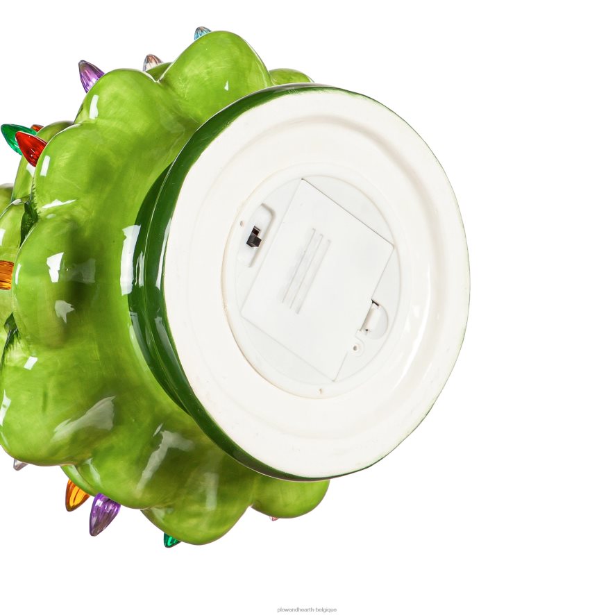 60H0822198 Plow & Hearth Sapin de Noël en forme de bonhomme de neige en céramique éclairé saisonniers et cadeaux