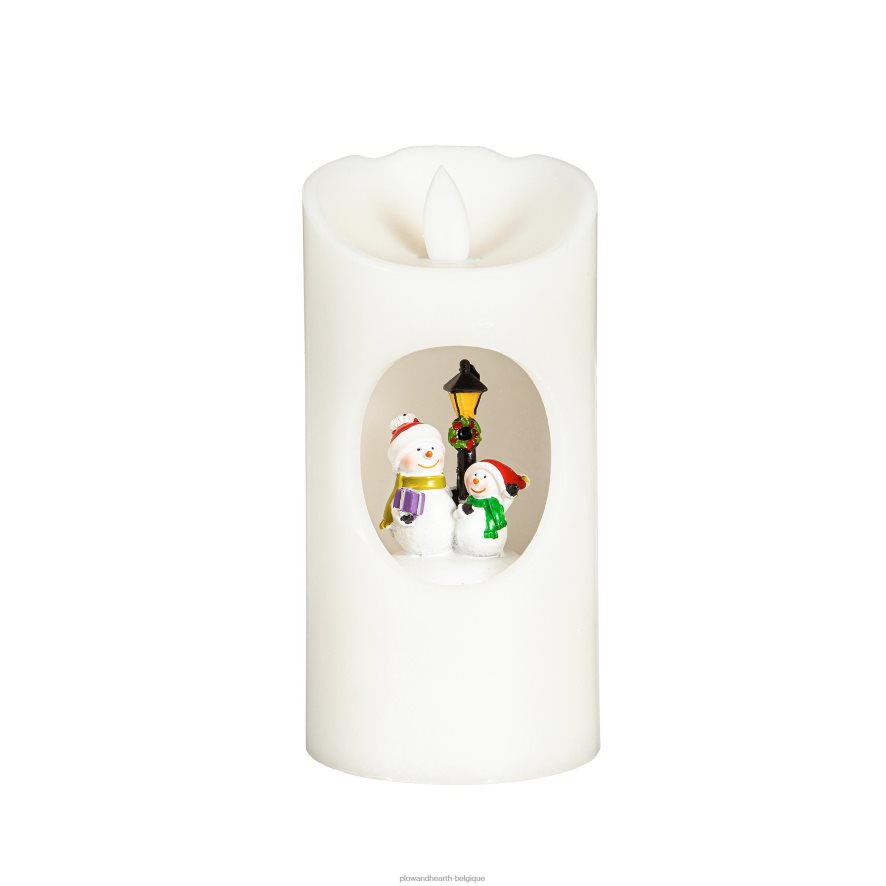 60H0822200 Plow & Hearth bougie de bonhomme de neige rotative allumée avec musique saisonniers et cadeaux