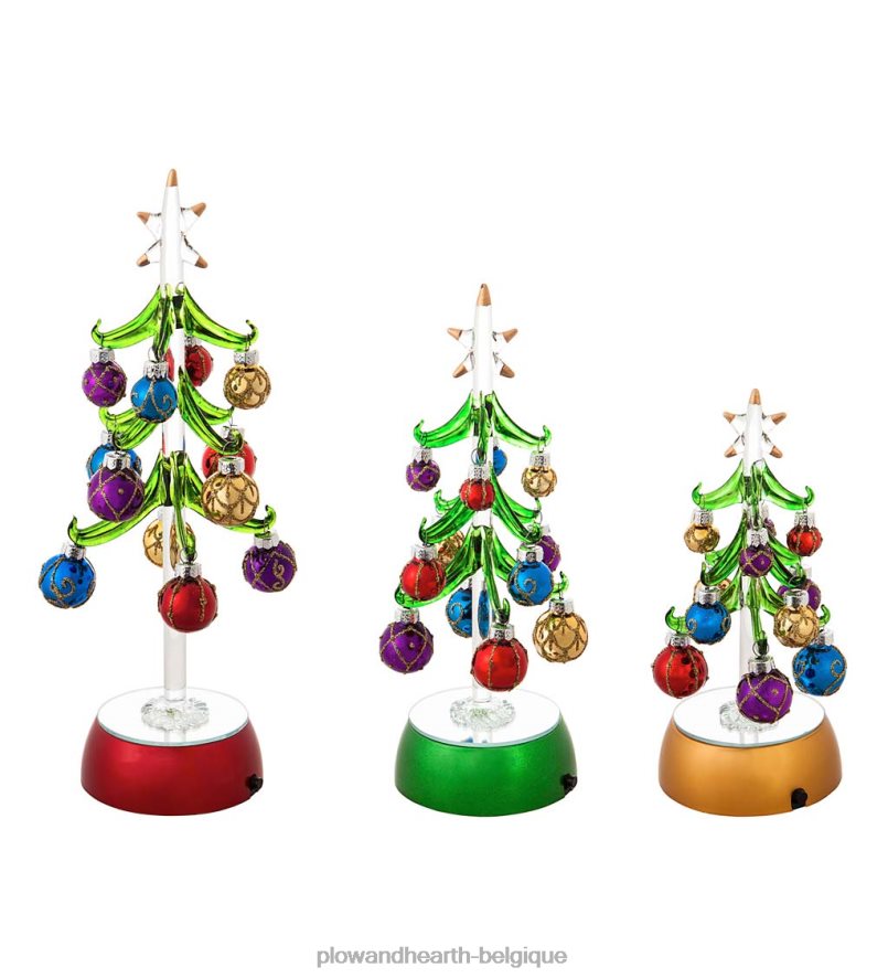 60H0822208 Plow & Hearth arbres d'ornement de vacances magiques à LED, lot de 3 saisonniers et cadeaux