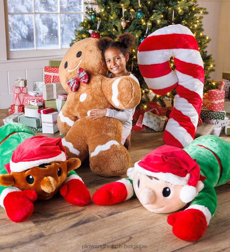 60H0822212 Plow & Hearth oreiller de corps de vacances de câlin en peluche de canne en bonbon saisonniers et cadeaux