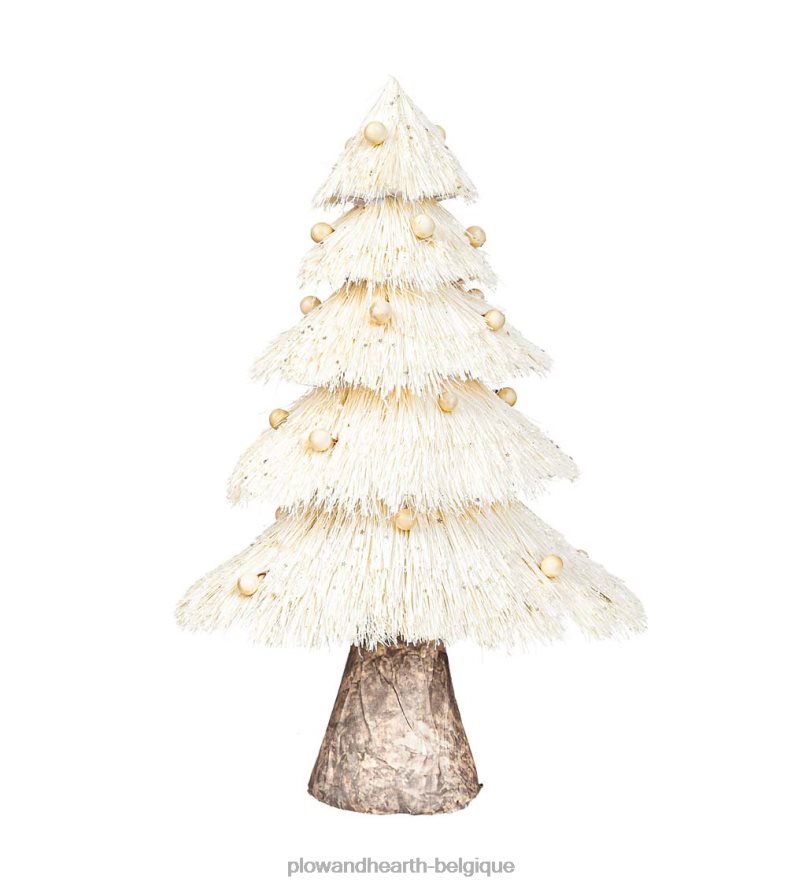 60H0822224 Plow & Hearth arbre de table enneigé avec des baies blanches saisonniers et cadeaux