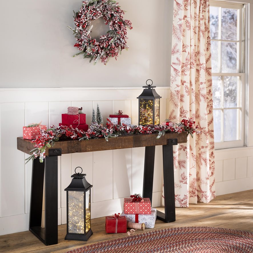 60H0822225 Plow & Hearth Passe-tringle en toile d'hiver/rideaux à languette arrière saisonniers et cadeaux