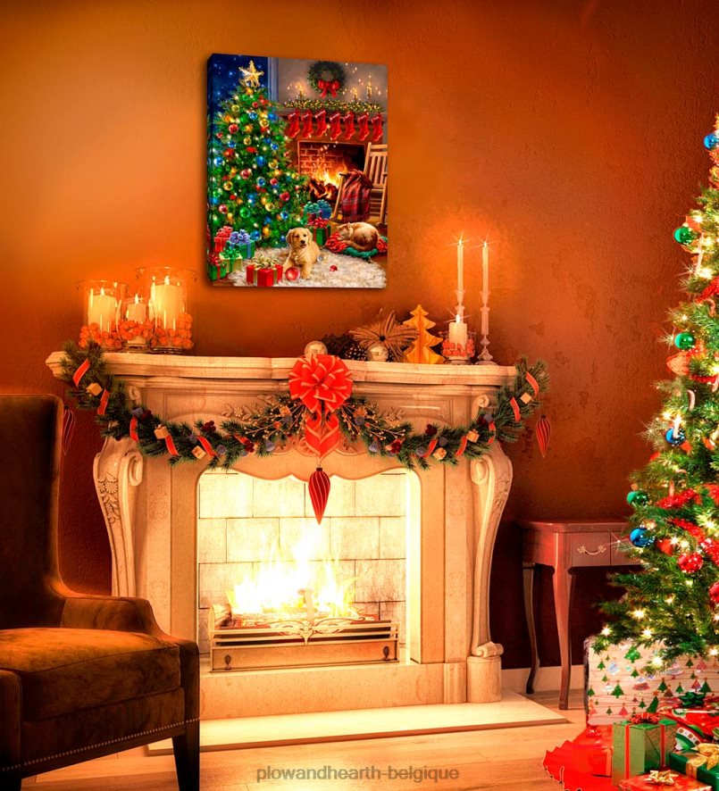 60H0822257 Plow & Hearth toile d'art murale de Noël confortable et lumineuse personnalisée saisonniers et cadeaux