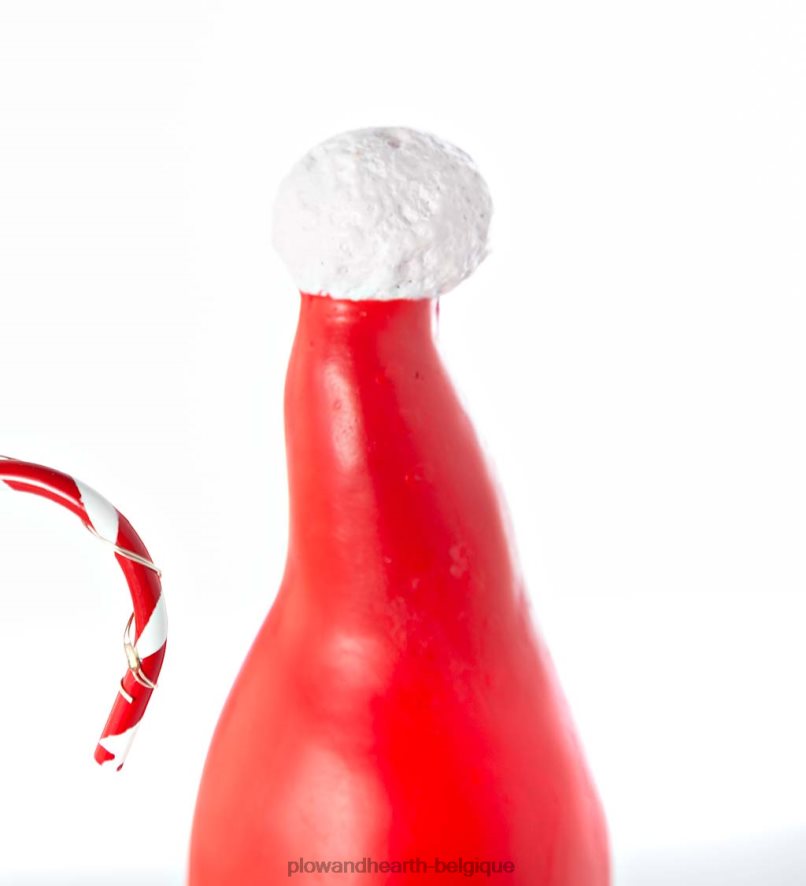 60H0822286 Plow & Hearth Gnome du Père Noël avec canne en bonbon éclairée et barbe aux couleurs changeantes - noir saisonniers et cadeaux