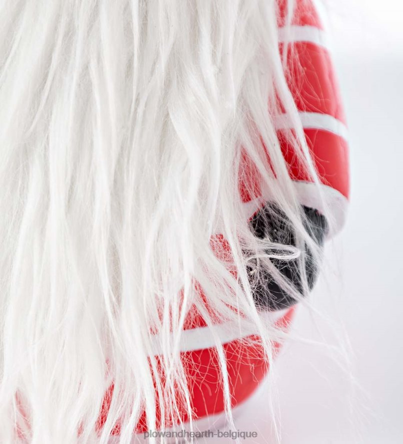 60H0822286 Plow & Hearth Gnome du Père Noël avec canne en bonbon éclairée et barbe aux couleurs changeantes - noir saisonniers et cadeaux