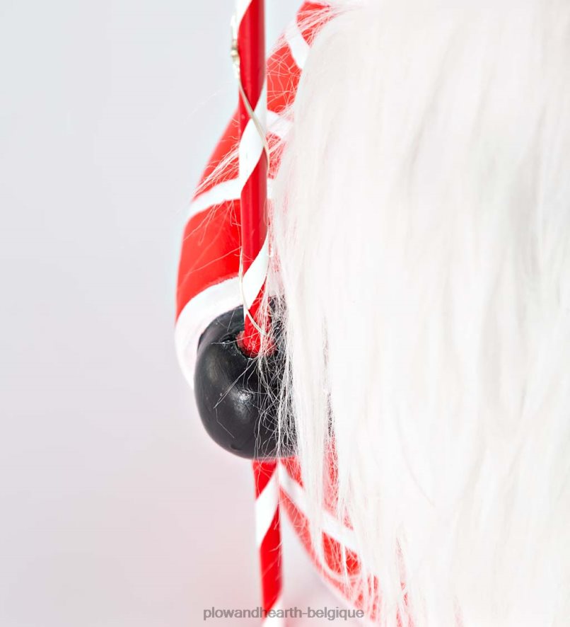 60H0822286 Plow & Hearth Gnome du Père Noël avec canne en bonbon éclairée et barbe aux couleurs changeantes - noir saisonniers et cadeaux