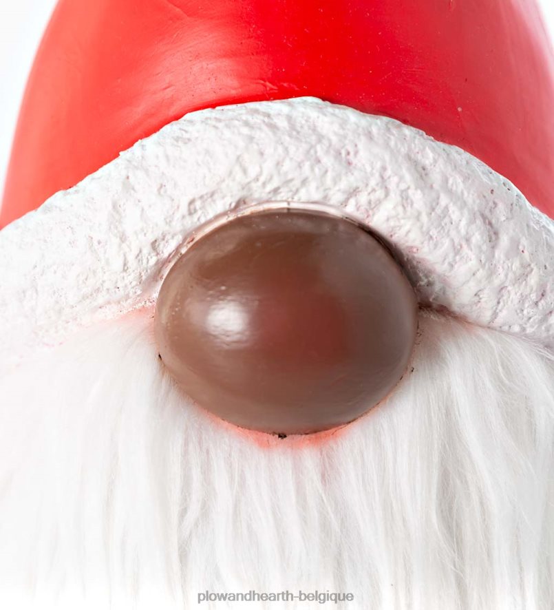 60H0822286 Plow & Hearth Gnome du Père Noël avec canne en bonbon éclairée et barbe aux couleurs changeantes - noir saisonniers et cadeaux