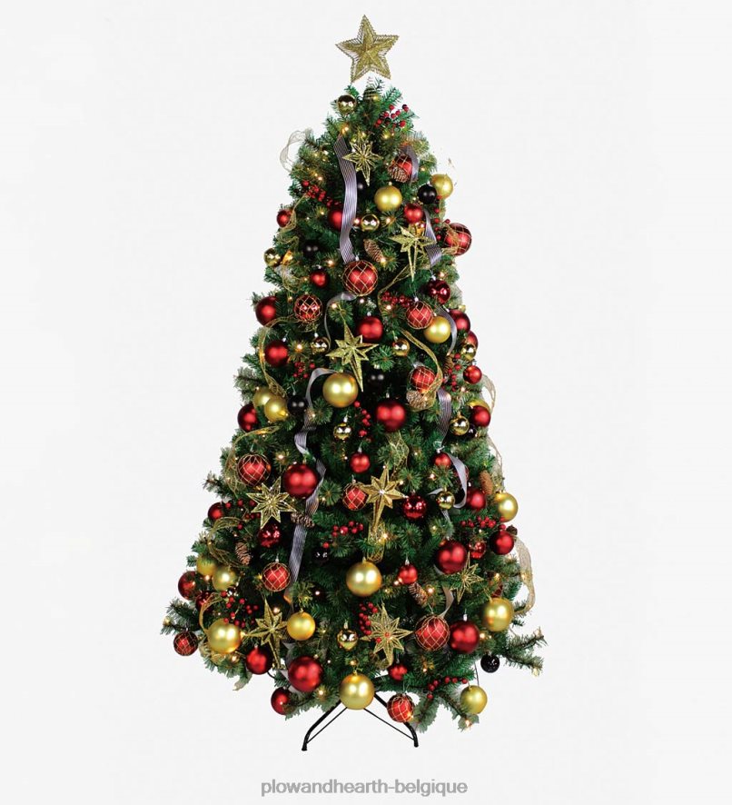 60H0822296 Plow & Hearth kit complet de sapin de Noël dans une boîte avec lumières, décorations et sac de rangement saisonniers et cadeaux