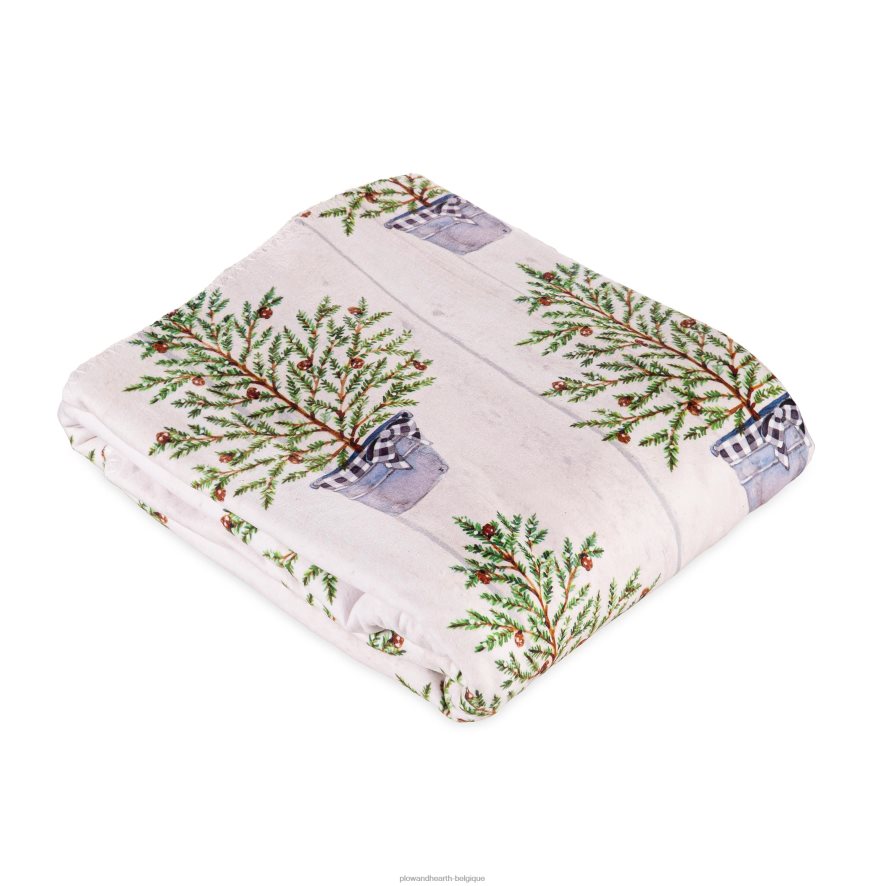 60H0822303 Plow & Hearth Jeté polaire sherpa en pin de Noël saisonniers et cadeaux