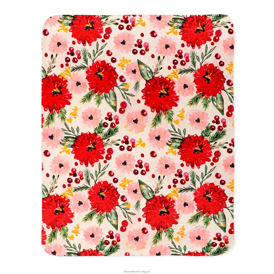 60H0822304 Plow & Hearth Jeté polaire sherpa fleurs des Fêtes saisonniers et cadeaux