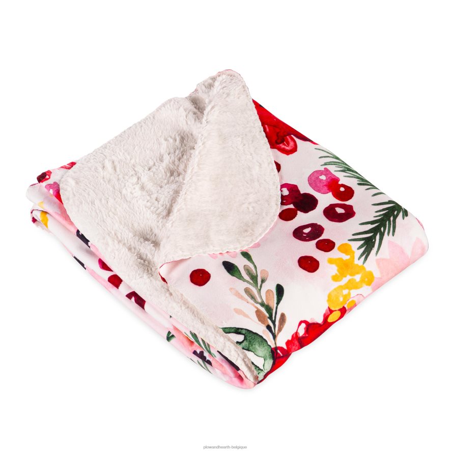 60H0822304 Plow & Hearth Jeté polaire sherpa fleurs des Fêtes saisonniers et cadeaux