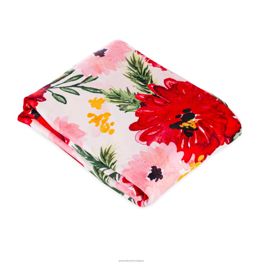 60H0822304 Plow & Hearth Jeté polaire sherpa fleurs des Fêtes saisonniers et cadeaux