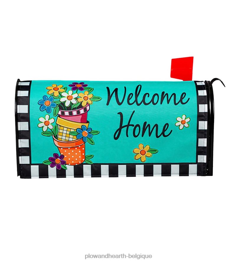 60H0823113 Plow & Hearth couverture de boîte aux lettres de pots de fleurs de printemps empilés saisonniers et cadeaux