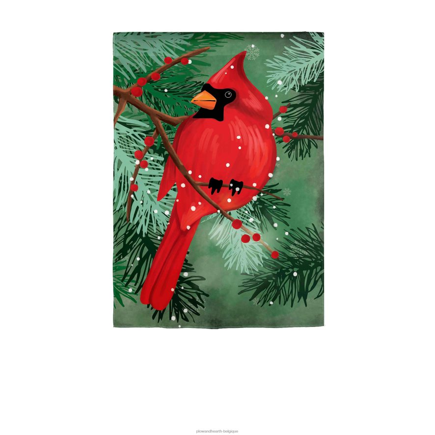 60H082525 Plow & Hearth Drapeau de jardin en applique cardinal dans les pins saisonniers et cadeaux