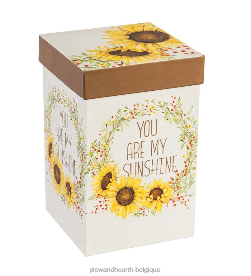 60H0823080 Plow & Hearth tasse de voyage en céramique tournesols et soleil avec boîte et couvercle en tritan - tournesol saisonniers et cadeaux