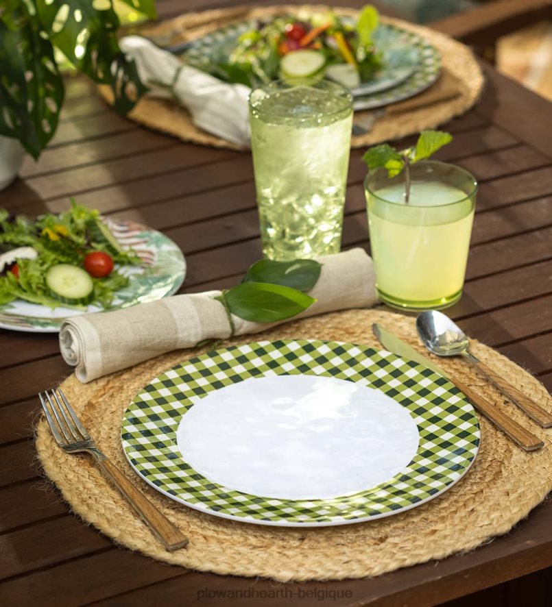 60H0823223 Plow & Hearth assiettes plates en mélamine mousse vichy, lot de 6 - mousse saisonniers et cadeaux
