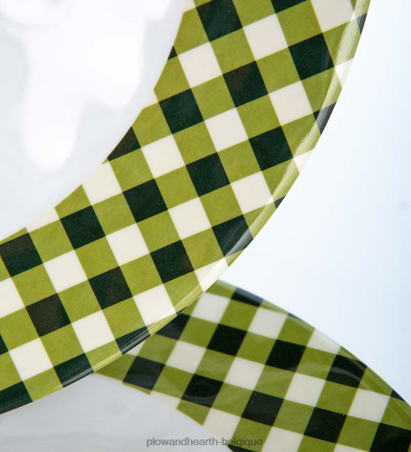 60H0823223 Plow & Hearth assiettes plates en mélamine mousse vichy, lot de 6 - mousse saisonniers et cadeaux