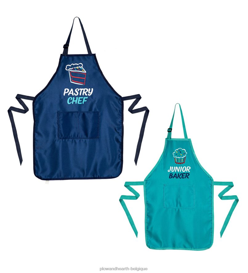 60H0823002 Plow & Hearth tabliers maman et moi, lot de 2 - pâtissier & boulanger junior saisonniers et cadeaux