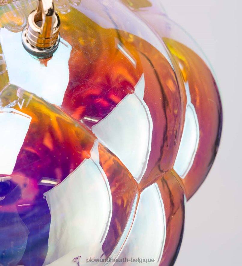 60H0823153 Plow & Hearth Lampe solaire en verre irisé à bulles suspendues avec 16 chaînes suspendues saisonniers et cadeaux