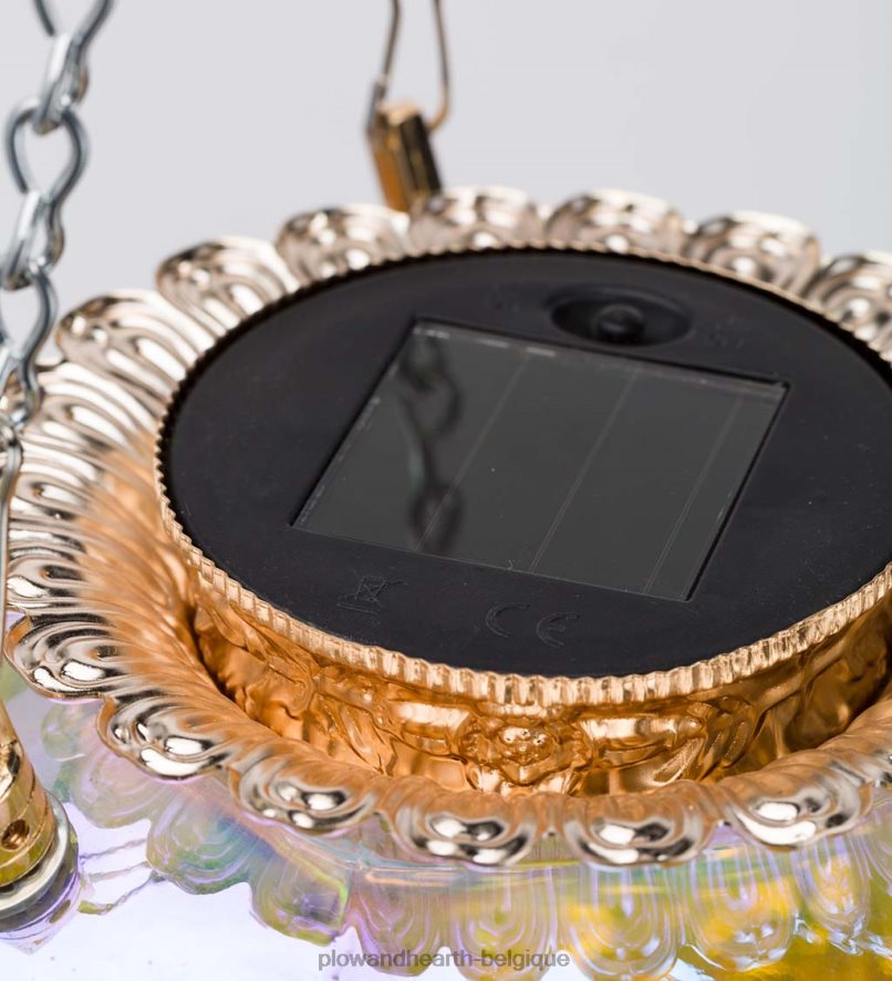 60H0823153 Plow & Hearth Lampe solaire en verre irisé à bulles suspendues avec 16 chaînes suspendues saisonniers et cadeaux