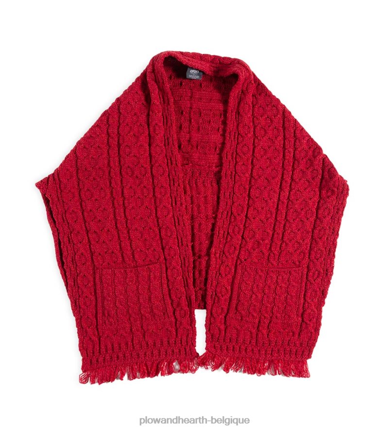 60H0823039 Plow & Hearth pull cache-cœur en laine mérinos irlandaise pour femme - rouge saisonniers et cadeaux