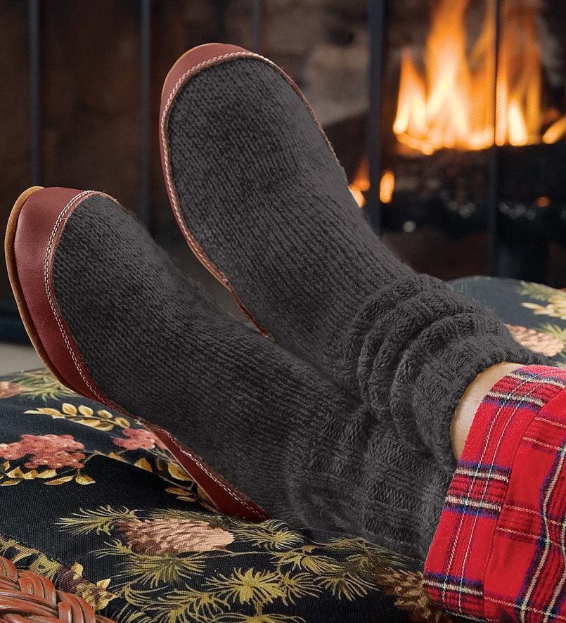 60H0823066 Plow & Hearth la chaussette pantoufle à glands originale - anthracite - xx-small saisonniers et cadeaux
