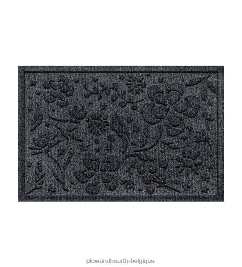 60H0821319 Plow & Hearth Paillasson floral intérieur/extérieur Waterhog, 2' x 3' - anthracite tapis et nattes