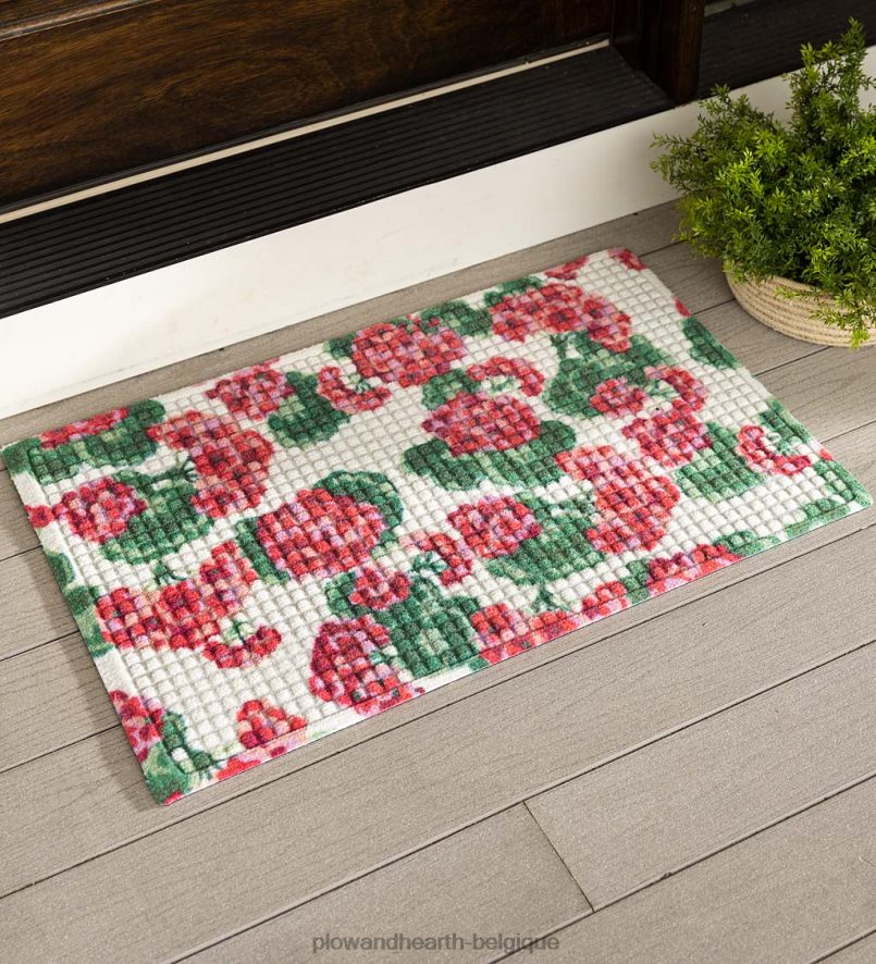 60H0821324 Plow & Hearth Paillasson imprimé waterhog, motif géranium champêtre tapis et nattes