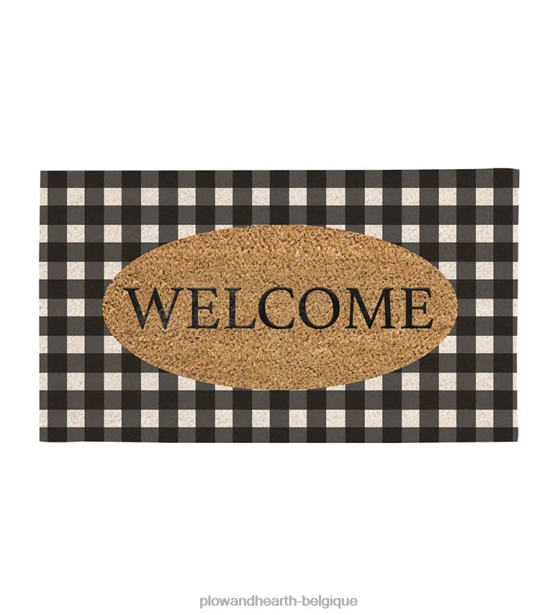 60H0821517 Plow & Hearth Tapis vinyl en fibre de coco Bienvenue à chèque de Buffalo tapis et nattes