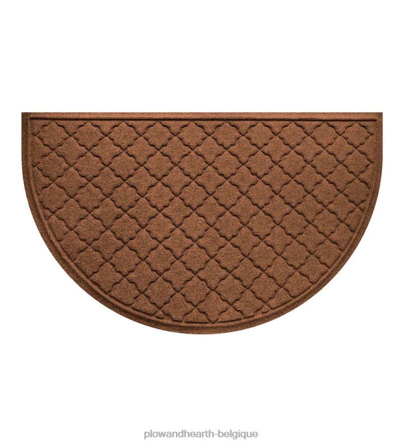 60H0821933 Plow & Hearth Paillasson demi-rond géométrique intérieur/extérieur Waterhog, 24 x 39 - marron foncé tapis et nattes